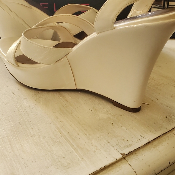 White Patent Ankle Strap Wedge - Picture 2 of 5